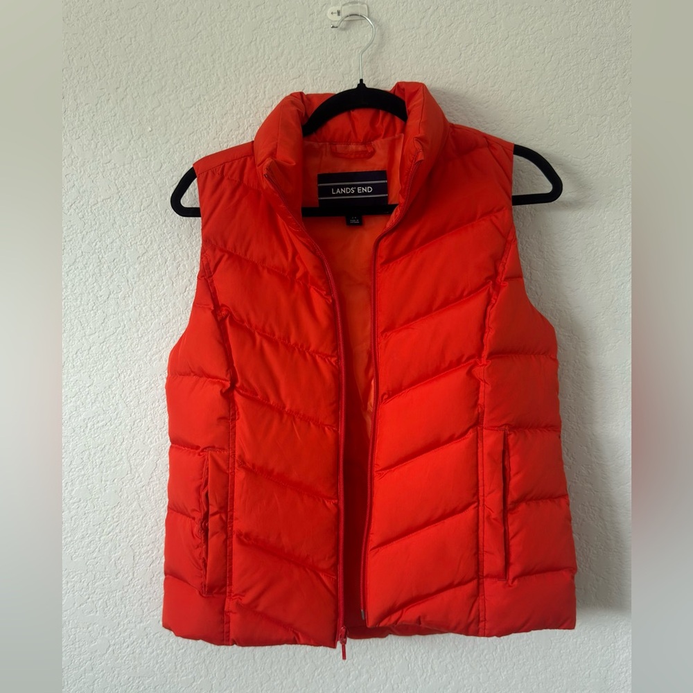 Lands' End Lightweight Puffer Vest in Vibrant Orange
